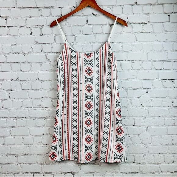 Sam Edelman Embroidered Cross-stitch Slip Dress Red/Black/White Sequin - Picture 6 of 11